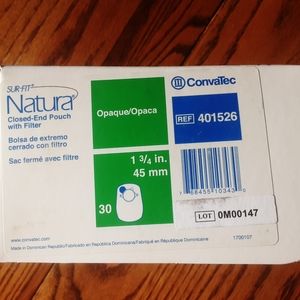 ConvaTec 401526 Natura SUR-FIT Closed-End Pouch Ostomy  1 3/4"